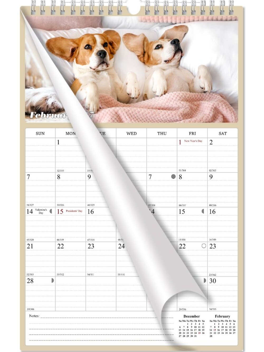 2027 Wall Calendar Spiral-bound Twin - 12 Months Planner 11" x 17" (Dogs)